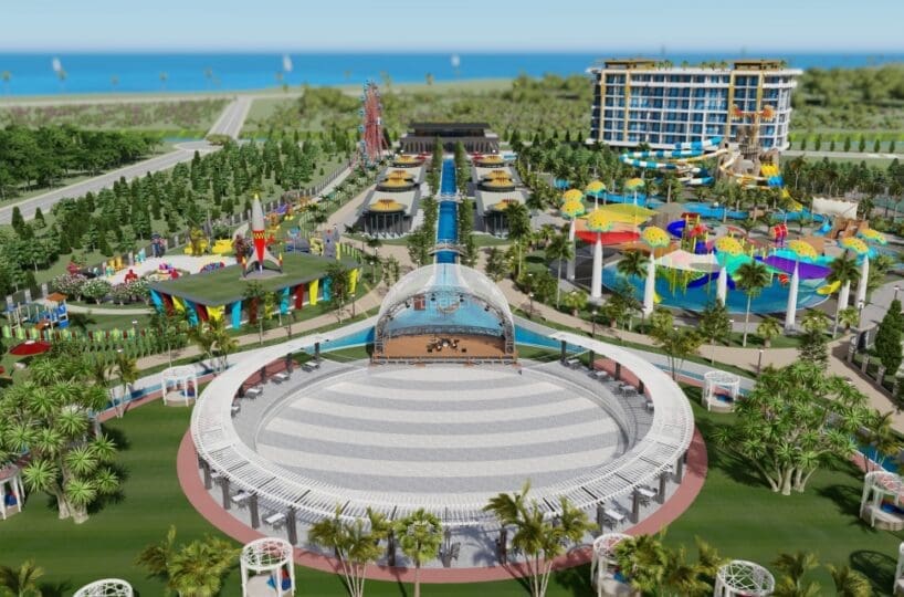 Apartment in Türkler Alanya for sale – outdoor pool with aquapark in the complex