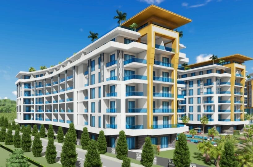 Apartment in Türkler Alanya for sale – outdoor pool with aquapark in the complex