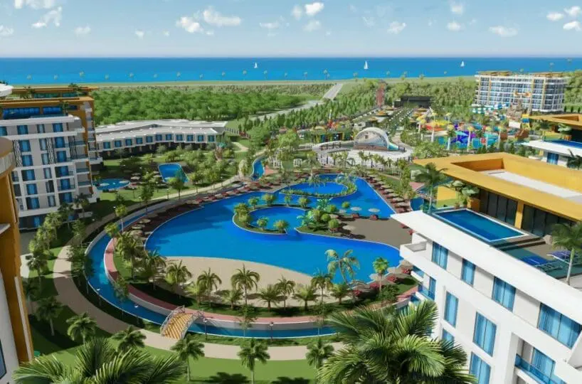 Apartment in Türkler Alanya for sale – outdoor pool with aquapark in the complex