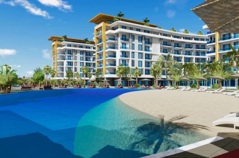 Apartment in Türkler Alanya for sale – outdoor pool with aquapark in the complex