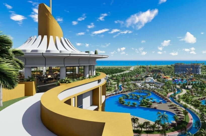 Apartment in Türkler Alanya for sale – outdoor pool with aquapark in the complex
