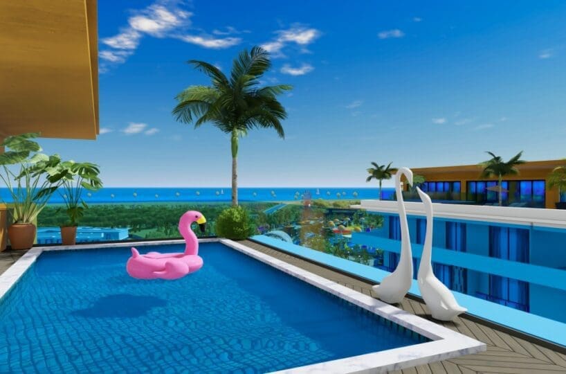 Apartment in Türkler Alanya for sale – outdoor pool with aquapark in the complex