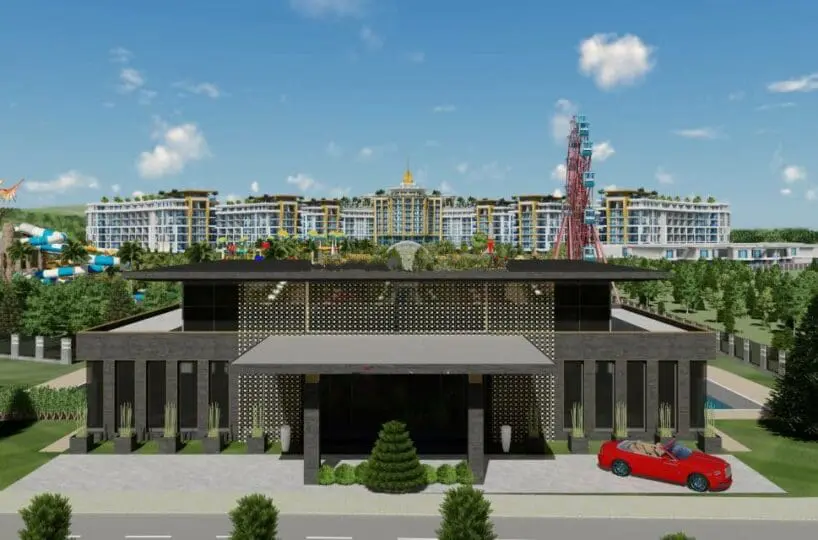 Apartment in Türkler Alanya for sale – outdoor pool with aquapark in the complex