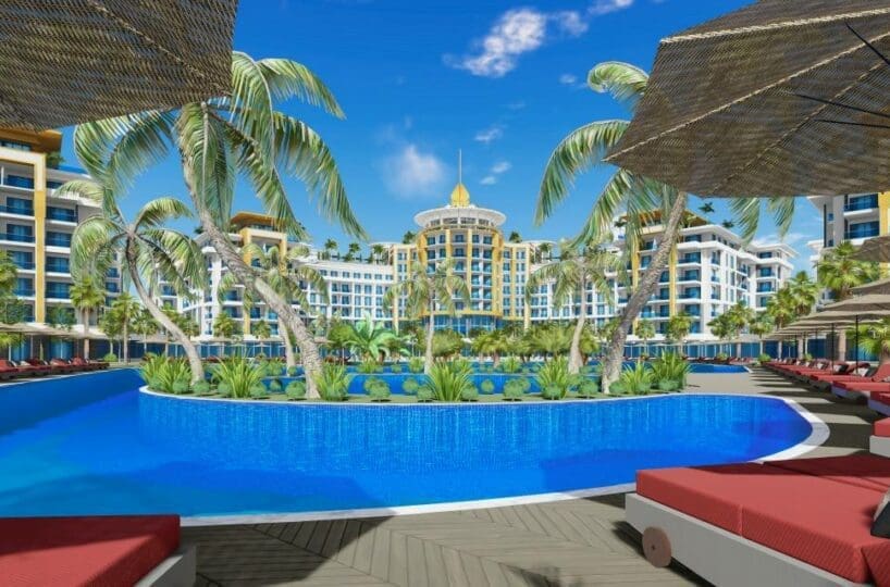Apartment in Türkler Alanya for sale – outdoor pool with aquapark in the complex