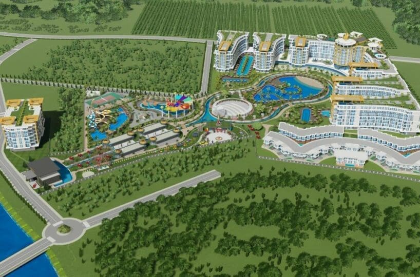 Apartment in Türkler Alanya for sale – outdoor pool with aquapark in the complex