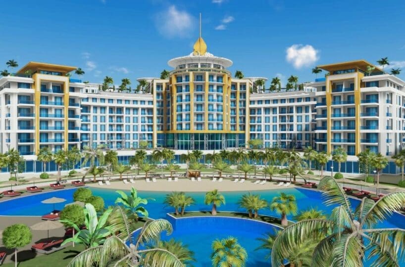 Apartment in Türkler Alanya for sale – outdoor pool with aquapark in the complex