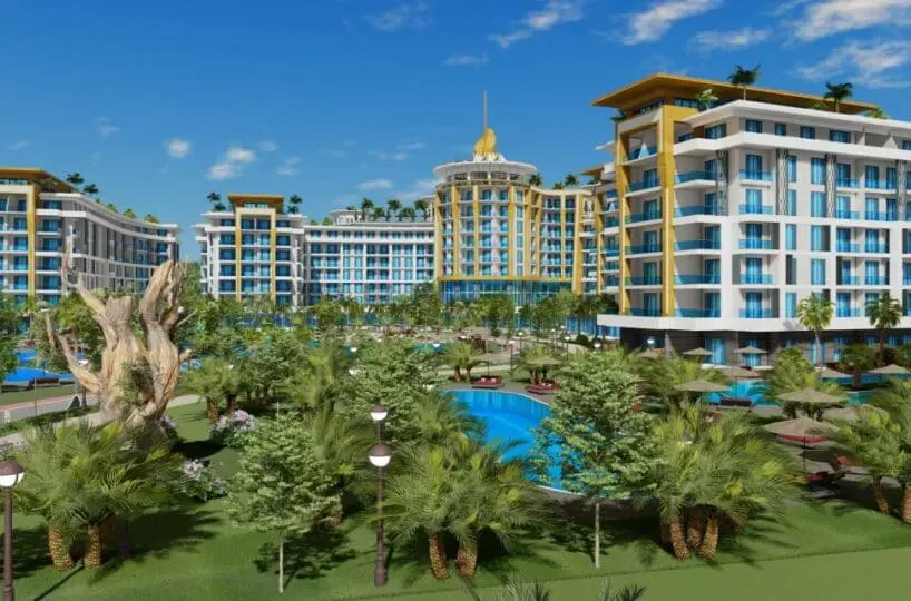 Apartment in Türkler Alanya for sale – outdoor pool with aquapark in the complex