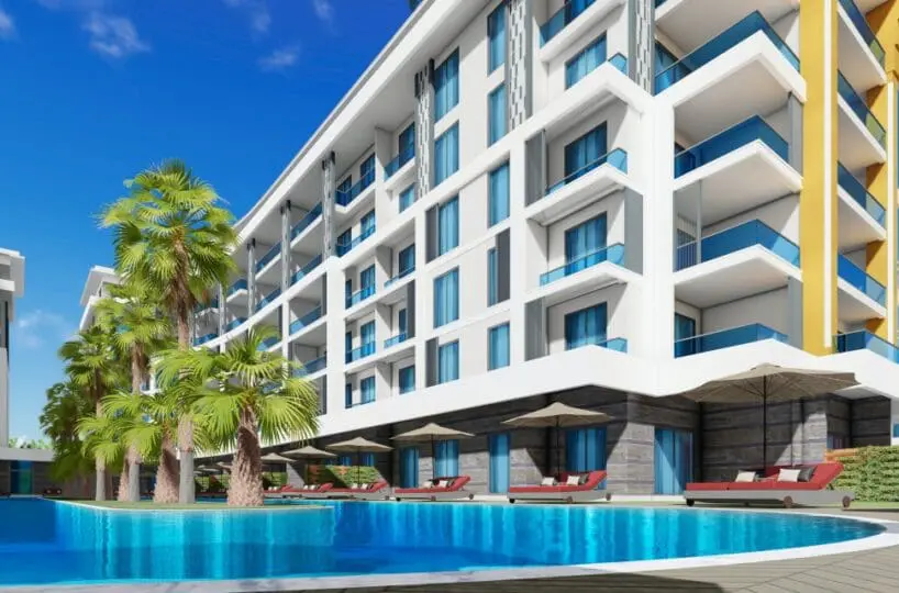 Apartment in Türkler Alanya for sale – outdoor pool with aquapark in the complex