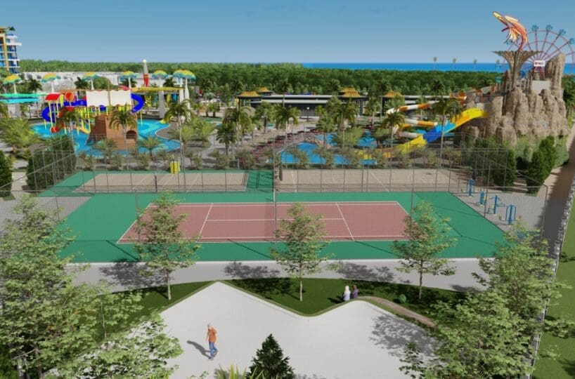 Apartment in Türkler Alanya for sale – outdoor pool with aquapark in the complex