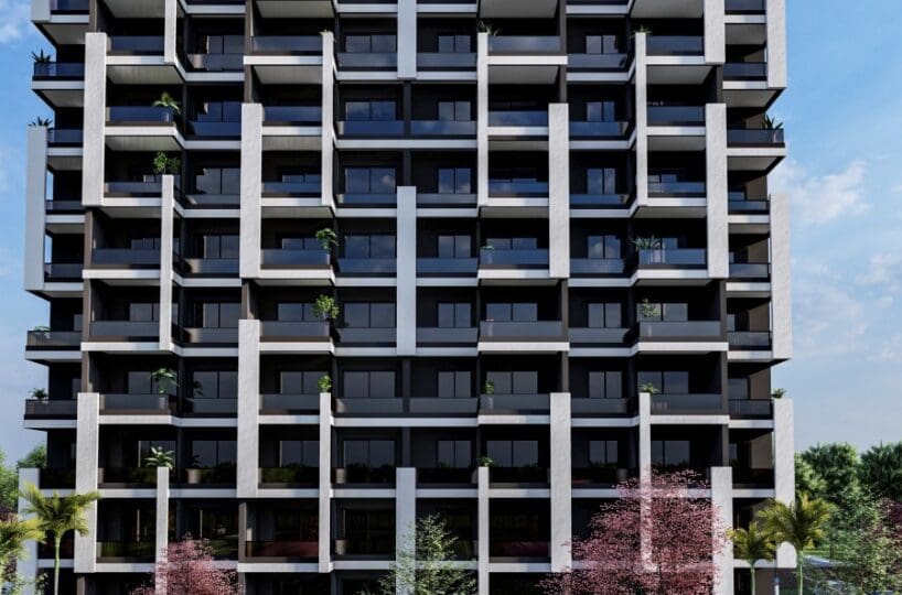 Studio apartment for sale in Mersin Erdemli – exterior view of the 10-story residential complex